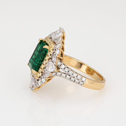 Bague 54 Bague cocktail vintage en or jaune, émeraude et diamants 58 Facettes G13550