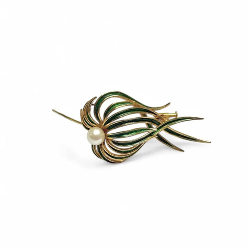 Broche Broche « posidonie » or émaillé vert 58 Facettes REF25002-269