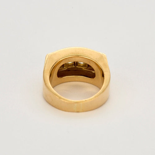 Bague 55,5 Bague tank or jaune et gris, diamants et rubis de synthèse 58 Facettes ALE42292