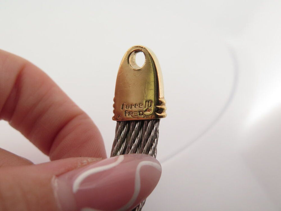 pulsera antigua FRED fuerza 10 cable 24 cm acero y oro amarillo
