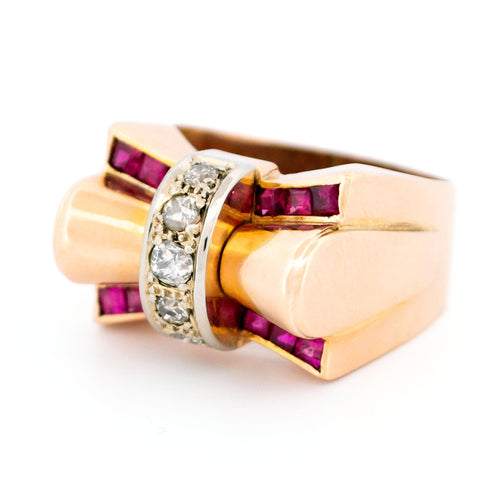 Diamond Ruby Tank Ring