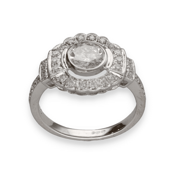 Ringstijl Art Deco witgouden diamanten 1,12 ct