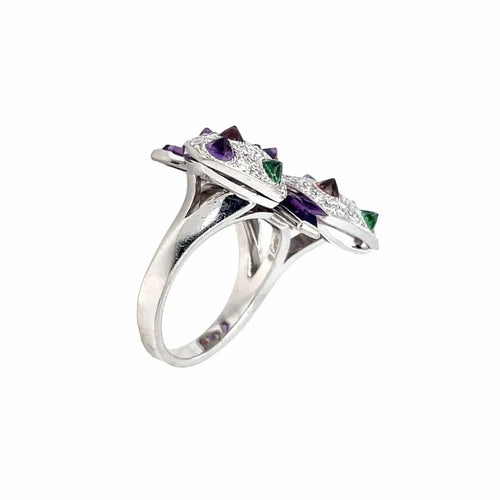 Bague 55 Cartier Diamond and Multi-Gem Caresse d'Orchidées Ring 58 Facettes
