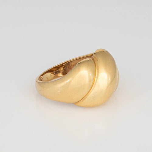 Bague 60 Bague cocktail vintage en or jaune 18 carats avec dôme cannelé 58 Facettes G13746