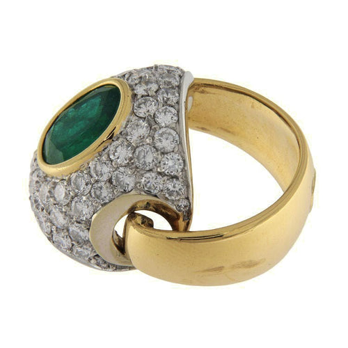 Bague 52 Bague Gino Fontana en or jaune et blanc avec émeraude et diamants 58 Facettes G3731