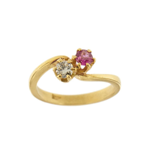 Bague 55 Bague contraire avec rubis et diamant 58 Facettes 27483