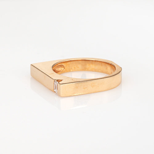 Bague 52 Bague carrée en diamant, taille 6,5, anneau empilable, vintage, or jaune 14 carats, bijoux fins 58 Facettes G14045