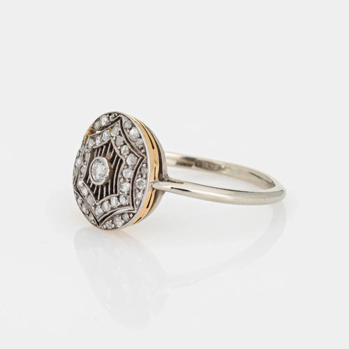 Bague Antique Edwardian Diamond Ring 18k Platinum Sz 9 Round Fine Cocktail Jewelry 58 Facettes G13499