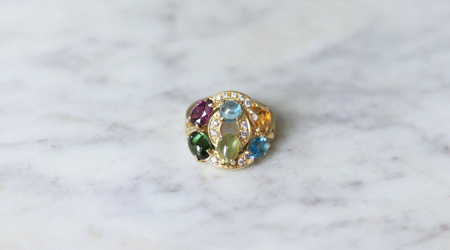 Bague 54 BVLGARI - Bague Astrale or jaune, pierres fines et diamants 58 Facettes