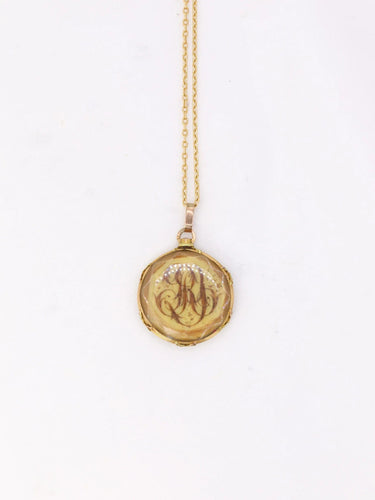 Pendentif Pendentif de sentiment victorien en or et cheveux, 19ème siècle 58 Facettes 962