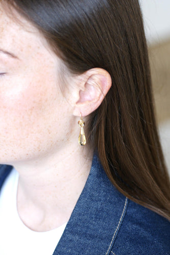 Boucles d'oreilles Anciennes boucles d'oreilles or jaune, goutte citrine - vers 1900 58 Facettes