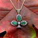 Pendentif Victorian Silver Front 18K Gold Back Diamond and Emerald Shamrock Pendant 58 Facettes