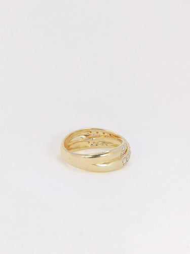 Bague 52 Bague double vintage en or jaune et diamants 58 Facettes J125