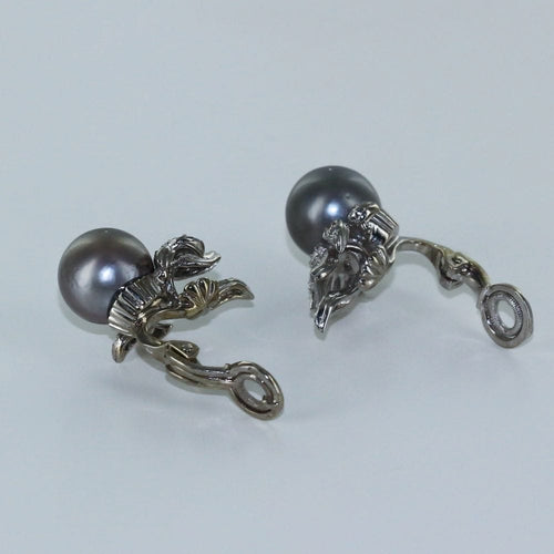 Boucles d'oreilles Boucles à clips perles de Tahiti et diamants 58 Facettes