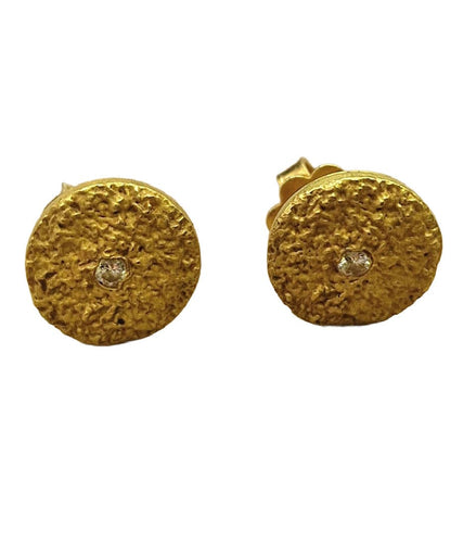Boucles d'oreilles Boucles d'oreilles en or jaune satiné avec diamants centraux 58 Facettes