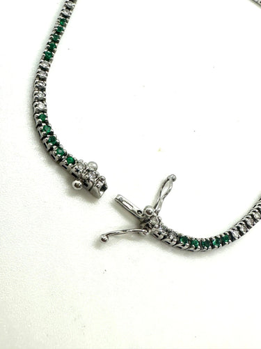 Bracelet Diamants de tennis et tsavorites 58 Facettes