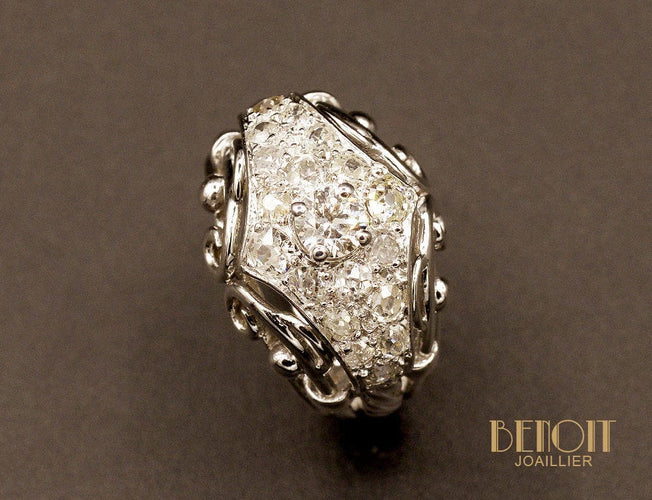 Bague 52 Bague 1950 Diamants et Or Blanc 58 Facettes A9839