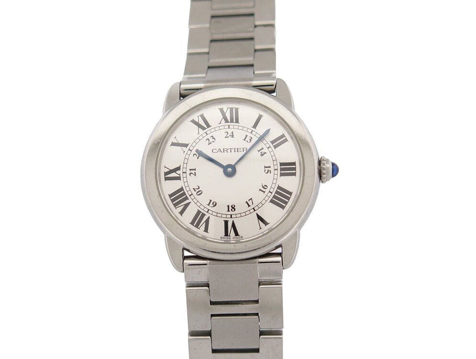 Montre montre CARTIER ronde solo 29mm quartz en acier palladie 58 Facettes 261284