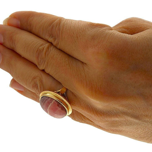 Bague 56.5 Bague en or jaune avec rhodochrosite 58 Facettes G3855