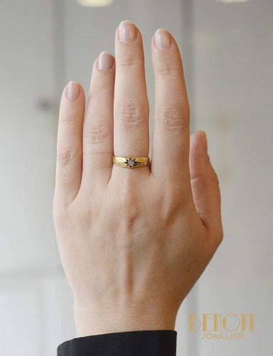 Bague Solitaire or jaune diamant taille rose 58 Facettes A10479