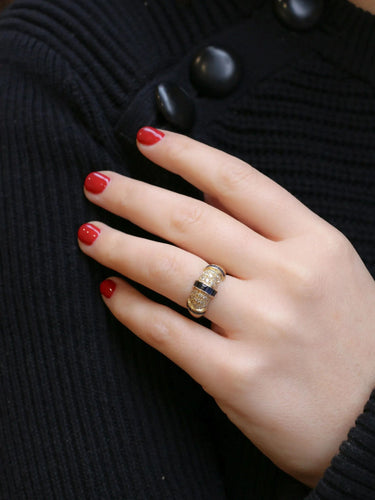 Bague 54 Bague jonc vintage or diamants saphirs calibrés 58 Facettes J178