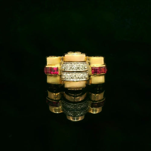 Diamond Tank ring circa 1940 58 Facettes