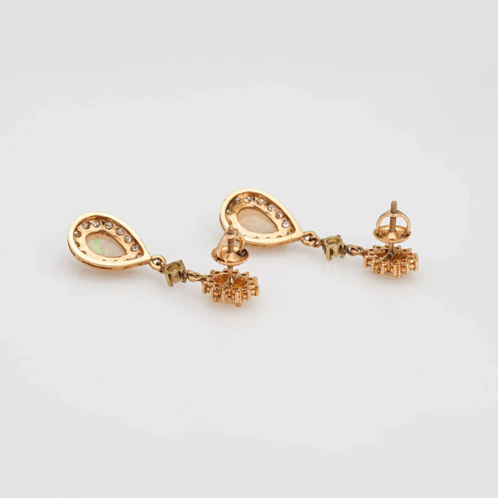 Boucles d'oreilles Boucles d'oreilles pendantes Opale Diamant vintage or jaune 58 Facettes G13422