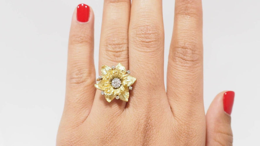 Bague 54 Bague vintage en or jaune et diamants 58 Facettes 31829
