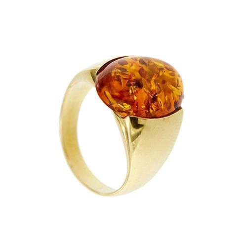 Anel em ouro amarelo com âmbar 