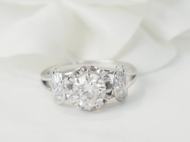 Pierścionek Pierścionek z jednym kamieniem z białego złota Platyna i diamentem 1,20ct 