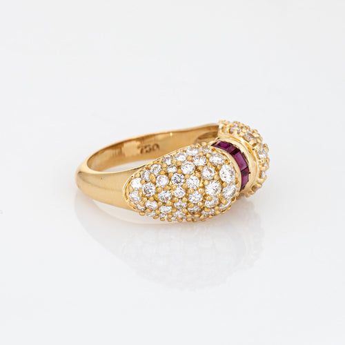 Bague 50 Bague vintage en or jaune avec diamant rubis 1 carat 58 Facettes G12263