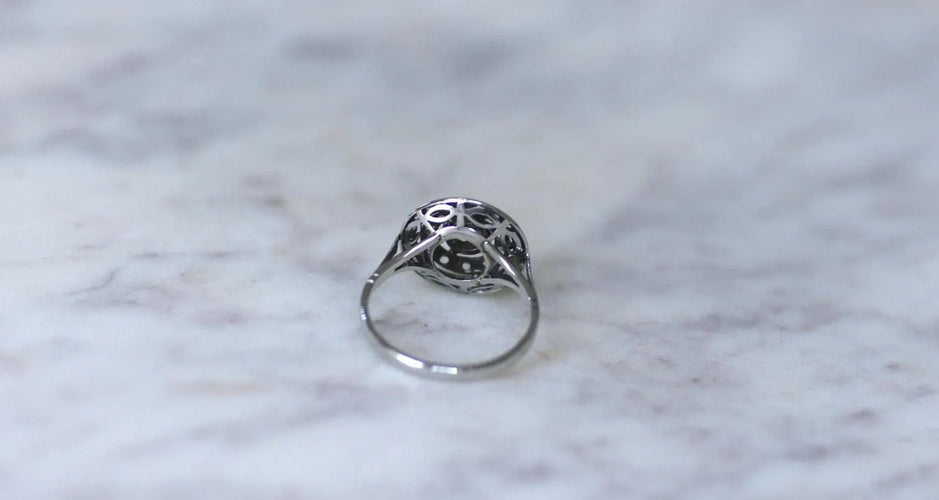 Bague 52 Bague Cible Ronde Art Déco Diamants 58 Facettes