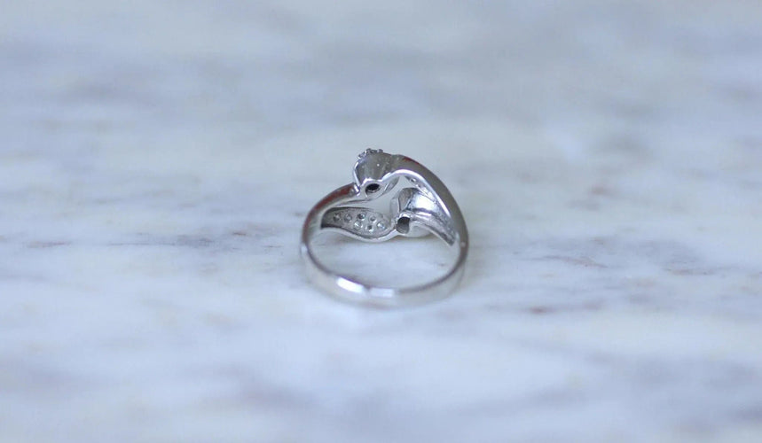 Bague 57.5 Bague Toi et Moi Diamants Rétro Or et Platine 58 Facettes