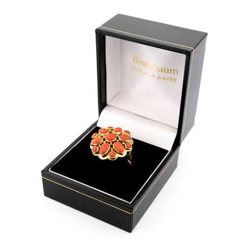 Bague Bague en or jaune corail 14 carats avec grappe de fleurs 58 Facettes A033A196016C42458FA8D433E0C85F83