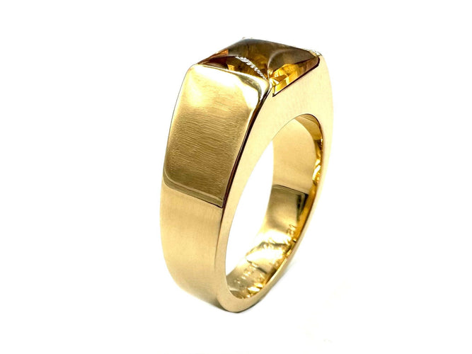 Bague 57 CARTIER - Collection Tank, bague or jaune et citrine 58 Facettes