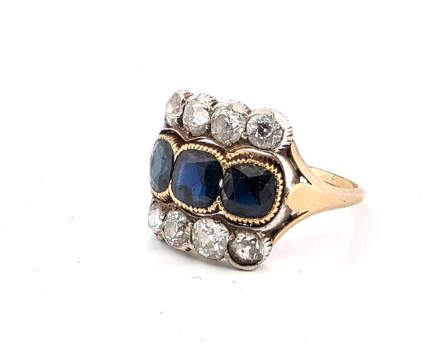 Bague 61 Bague en or jaune 18 carats sertie de saphirs et de diamants 58 Facettes