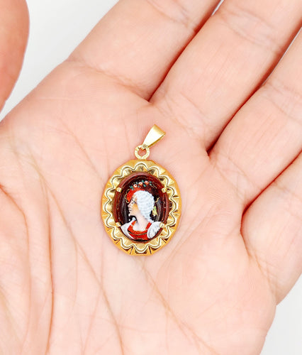 Pendentif Pendentif or rose plaque émaillée 58 Facettes A05511