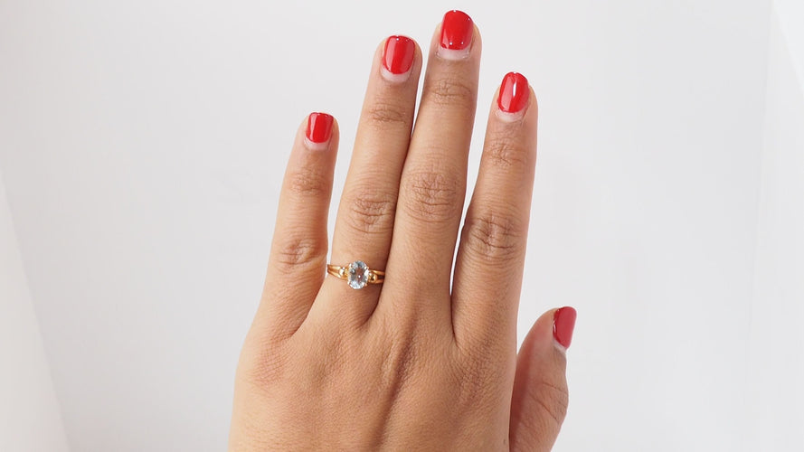 Bague 54 Bague vintage en Or jaune et aigue marine 58 Facettes 31667