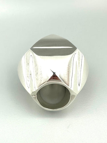 Bague 54 HERMES. Collection "Météore", bague en argent 925/00 58 Facettes