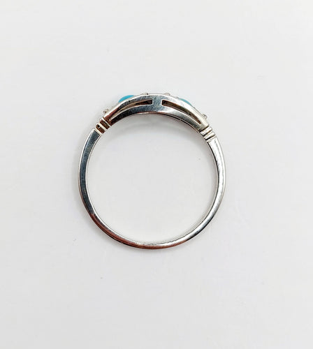 Kousenbandring art deco witgoud 18k natuurlijke saffier en turkoois (circa 1920) 