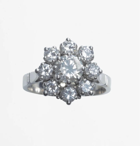 Bague 53 Bague Marguerite en platine, or blanc et diamants 58 Facettes