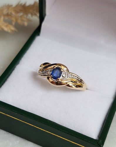 Bague 55 Bague Saphir en Or jaune et Blanc 58 Facettes 637