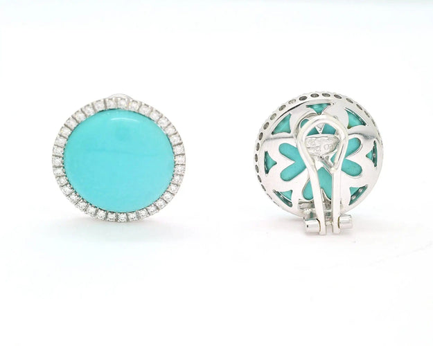 Boucles d'oreilles Boucles d'oreilles Leo Pizzo avec turquoise et diamants 58 Facettes 8440