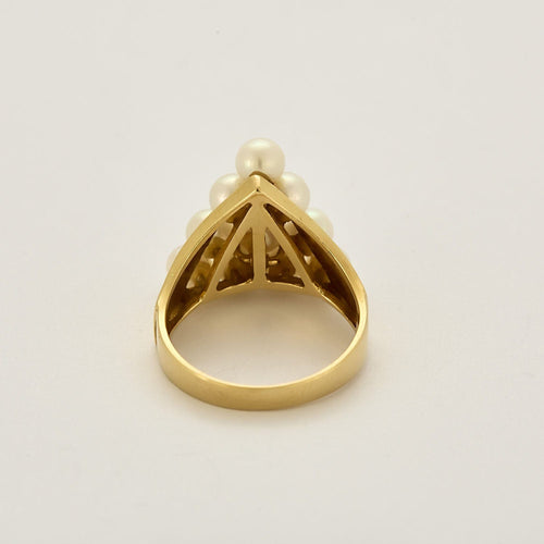 Bague 51 Bague en or jaune et perles de culture blanches 58 Facettes MON0907