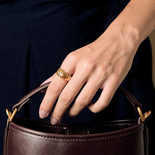 Bague 57.5 Bague en or jaune et rose diamantée 58 Facettes POI0046