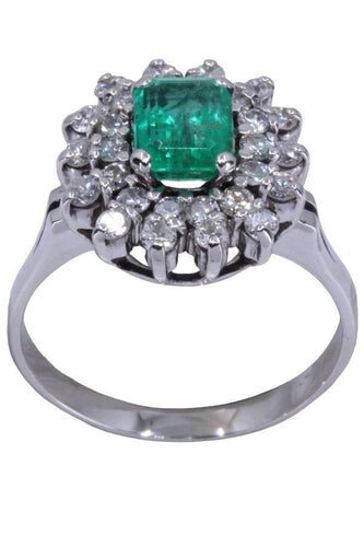 Bague 59 BAGUE POMPADOUR ÉMERAUDE ET DIAMANTS 58 Facettes 082781