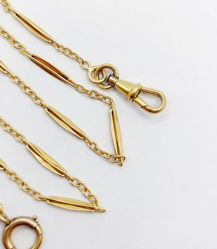 Chaîne giletière de montre antique or jaune 18k maillons finement travaillés (circa 1900) 58 Facettes A05186