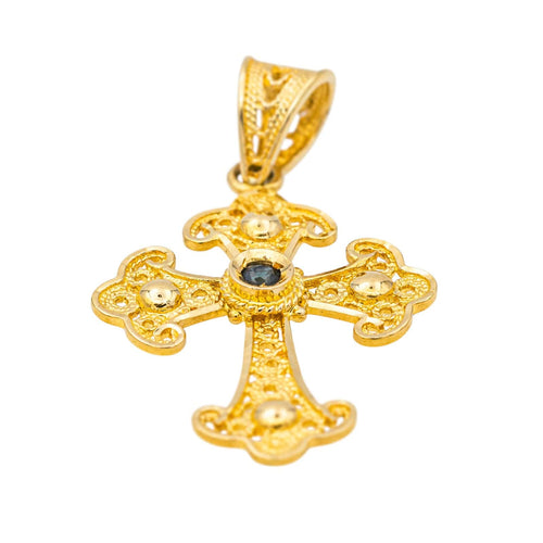 Pendentif Pendentif Croix Or jaune Saphir 58 Facettes 2622579CN