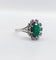 Bague 55 Bague marguerite vintage or blanc, chrysoprase et diamants 58 Facettes A05852