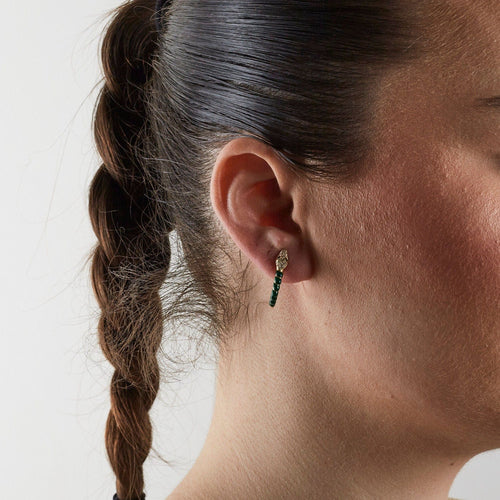 Boucles d'oreilles Boucles d'oreilles serpent fantaisie en émail vert avec diamants et tsavorites 58 Facettes 3267